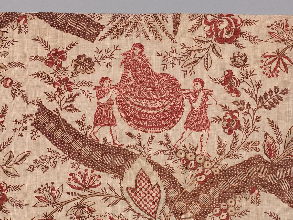 Triumfa España en las Americas (The Triumph of Spain in the Americas), Cotton, block printed, Spanish