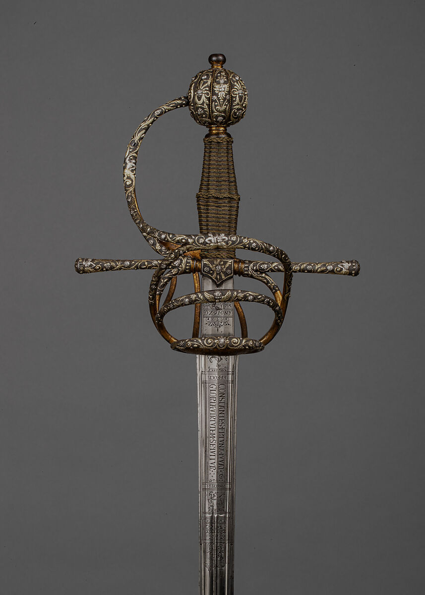 Rapier, Steel, silver, gold, brass, iron, Northern European, probably German 