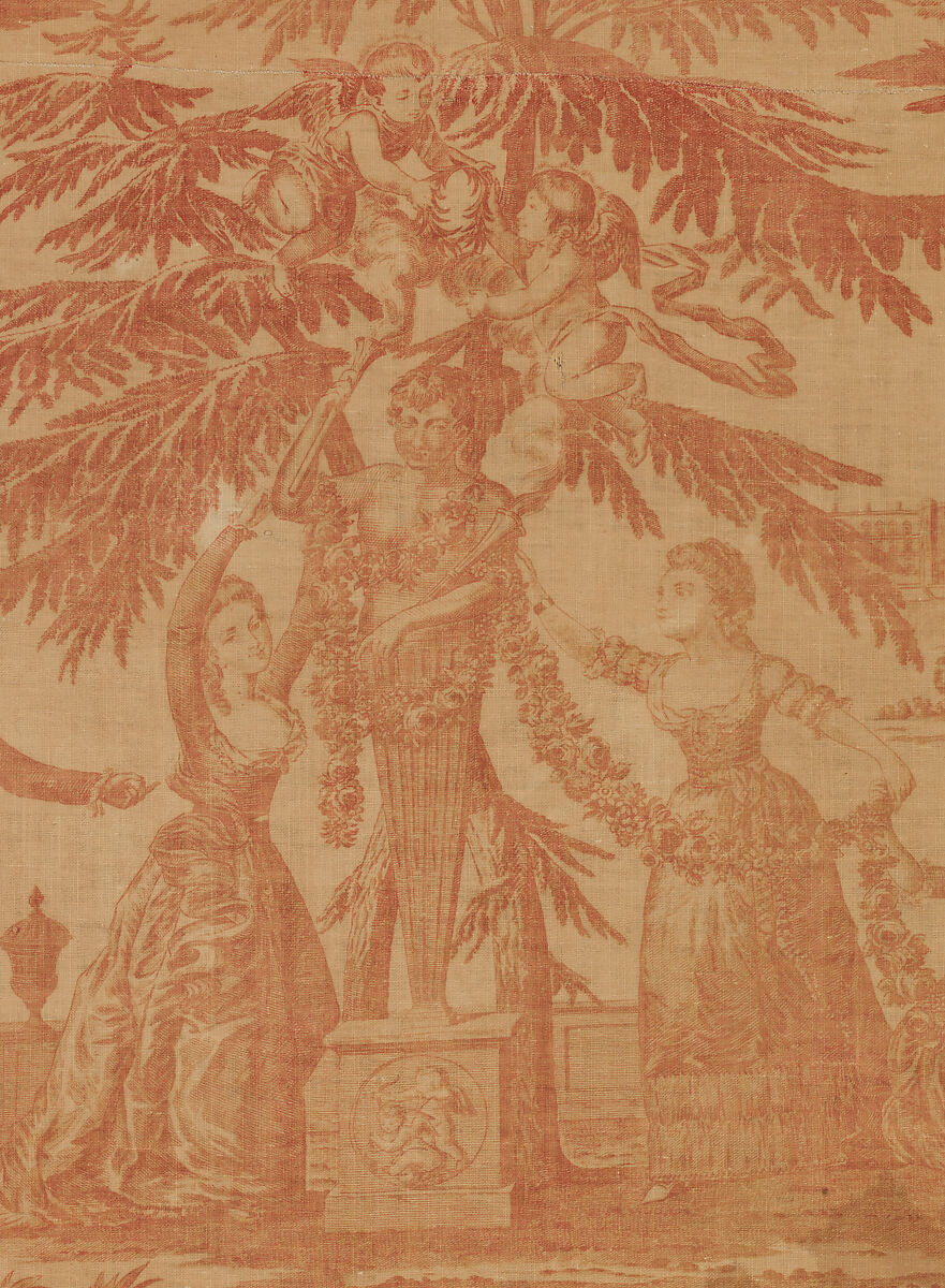 Copper plate printed cotton with King George III and his family, After engravings by J. Seymour  , published London, 1779, Cotton, British