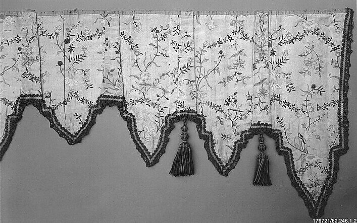 Pair of curtains, Silk, paint, cotton, Chinese, for French market