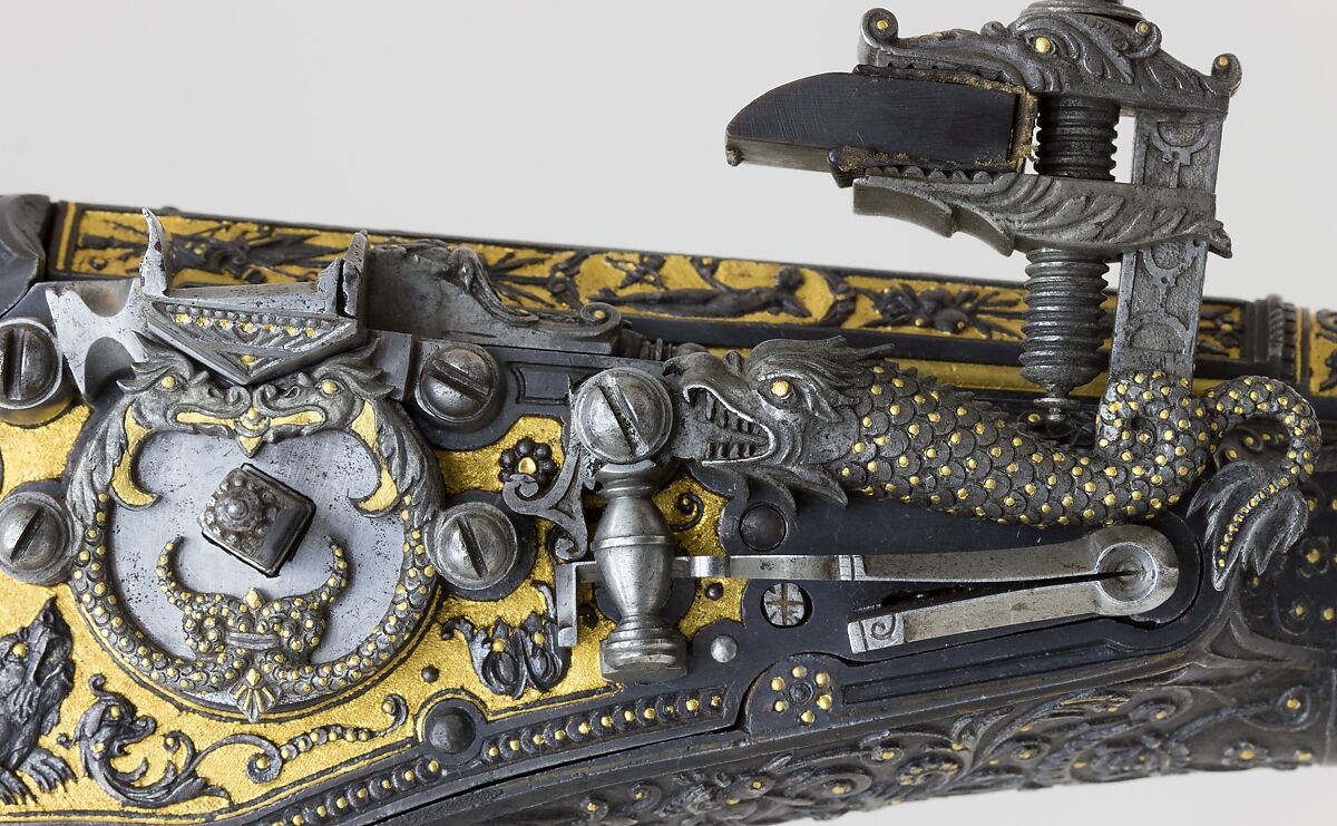 Wheellock Pistol Made for Maximilian I of Bavaria (1573–1651), Emanuel Sadeler (German, Munich, active 1594–1610), Steel, gold, German, Munich