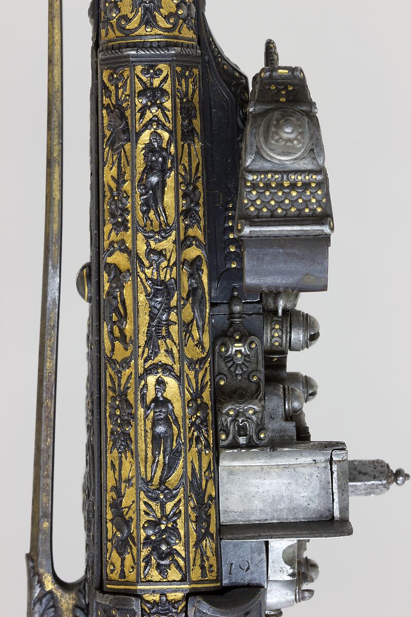 Wheellock Pistol Made for Maximilian I of Bavaria (1573–1651), Emanuel Sadeler (German, Munich, active 1594–1610), Steel, gold, German, Munich