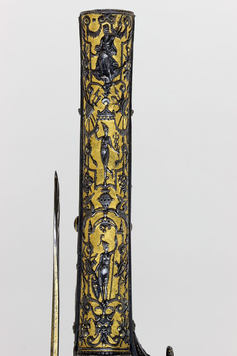 Wheellock Pistol Made for Maximilian I of Bavaria (1573–1651), Emanuel Sadeler (German, Munich, active 1594–1610), Steel, gold, German, Munich