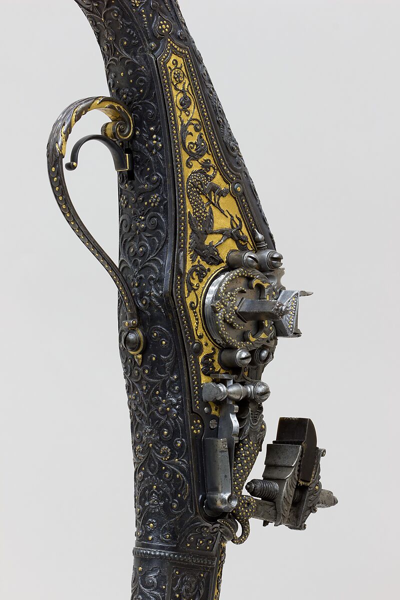 Wheellock Pistol Made for Maximilian I of Bavaria (1573–1651), Emanuel Sadeler (German, Munich, active 1594–1610), Steel, gold, German, Munich