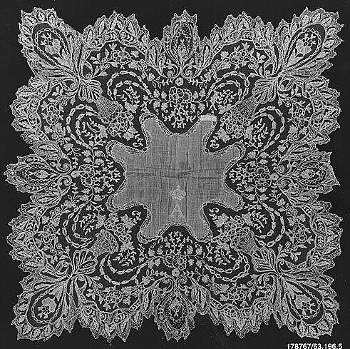 Handkerchief, Linen, applied, French 