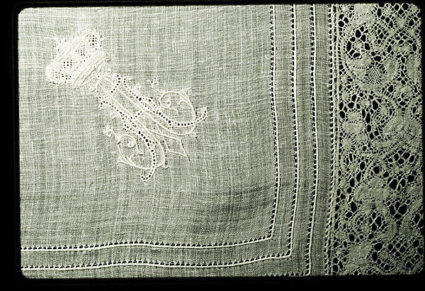 Handkerchief, Linen, needle lace, French