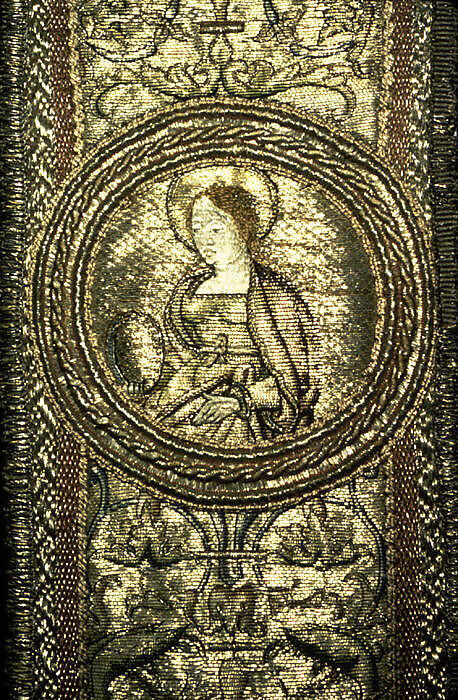 Orphrey (one of a pair), Silk and metal thread, Italian 