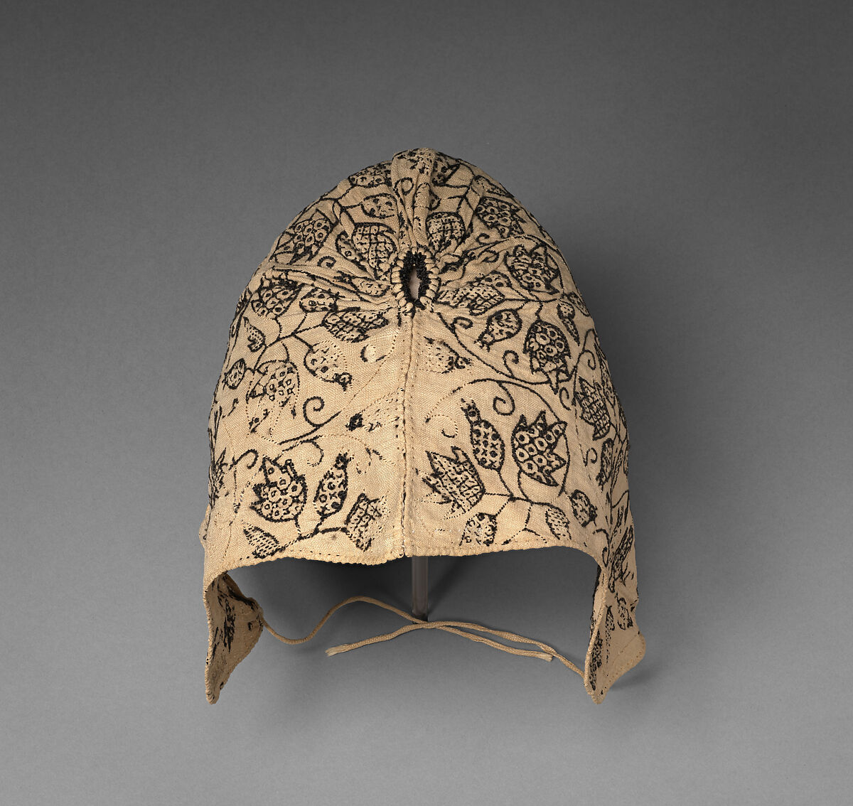 Coif, Silk on linen, British