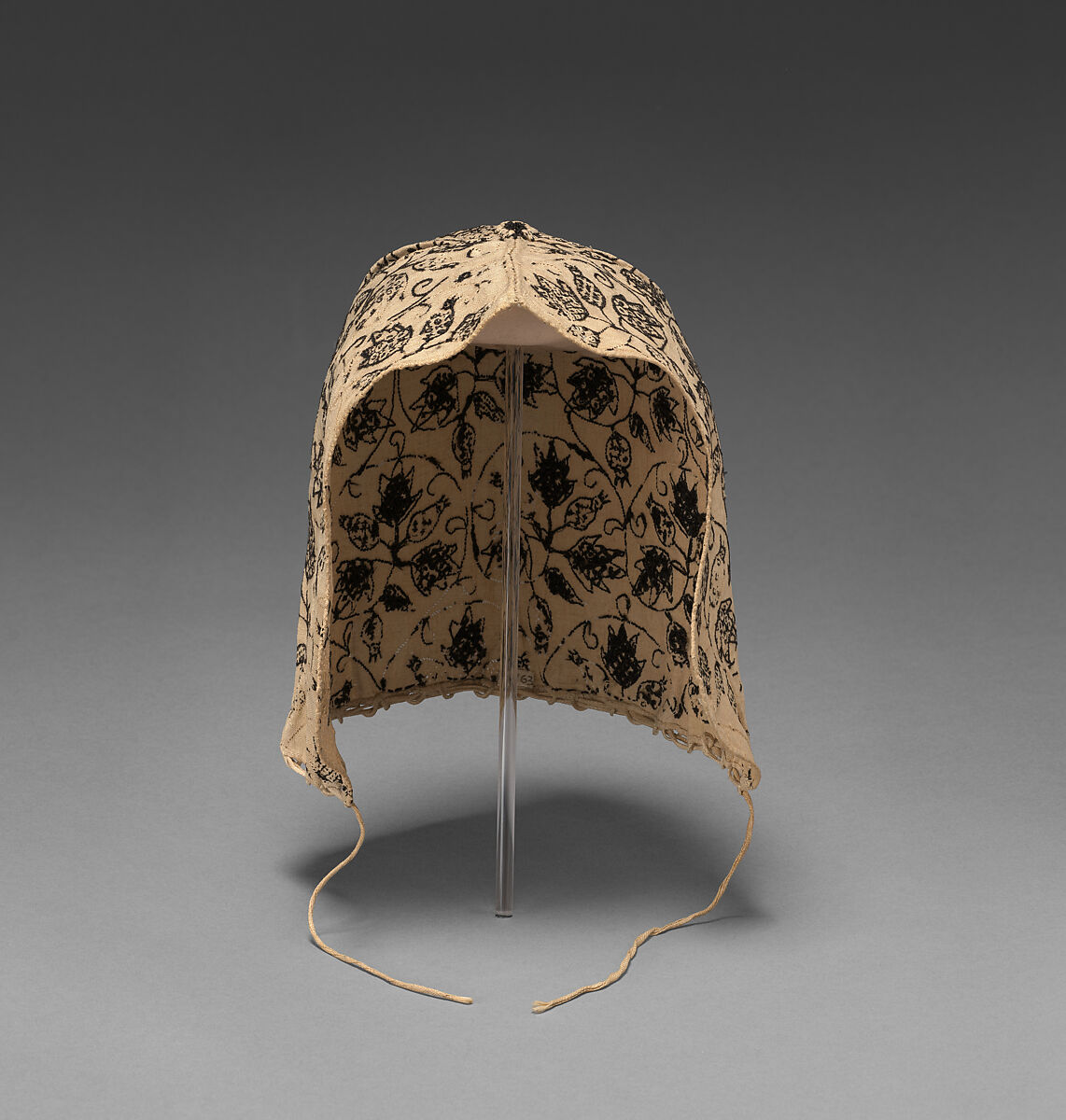 Coif, Silk on linen, British