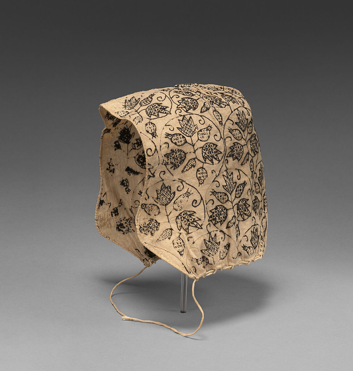 Coif, Silk on linen, British