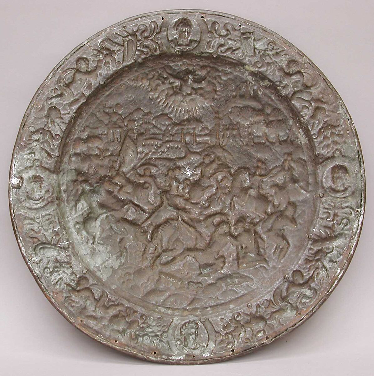 Parade Shield Depicting the Conversion of Saint Paul, Steel, gold, silver, Italian, Milan