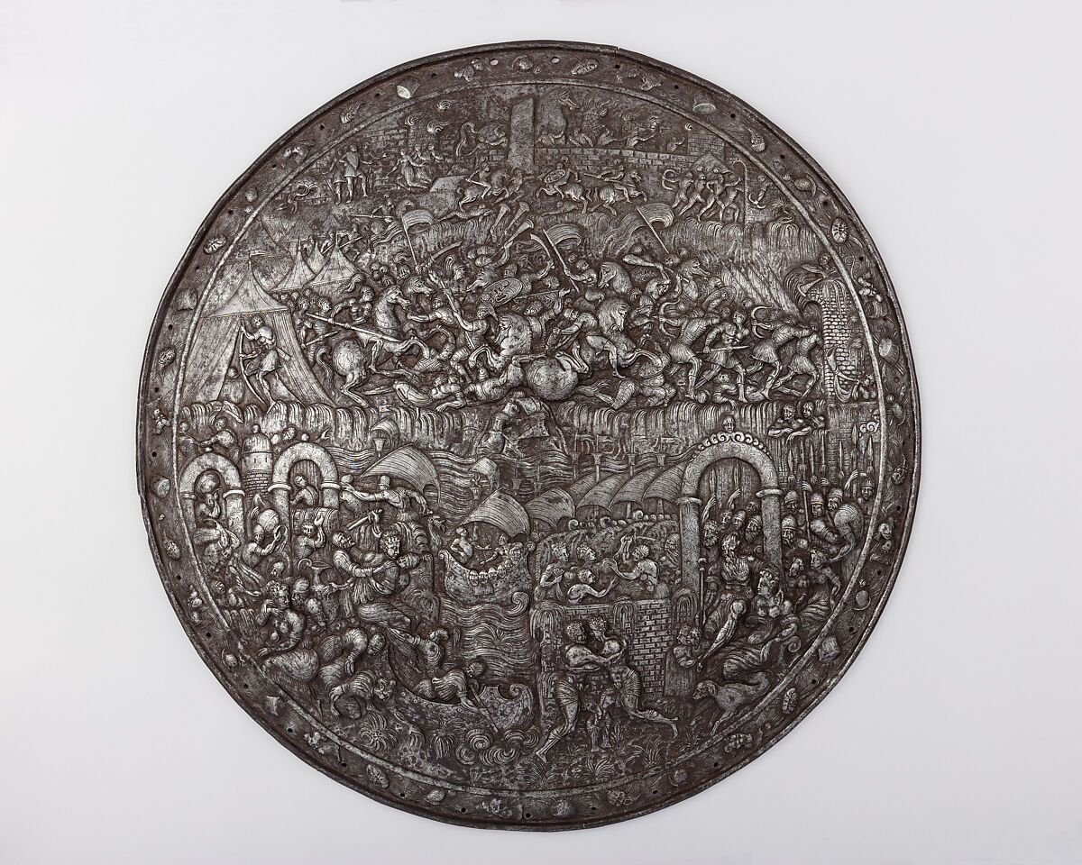 Shield Depicting the Siege of Troy, Steel, French 