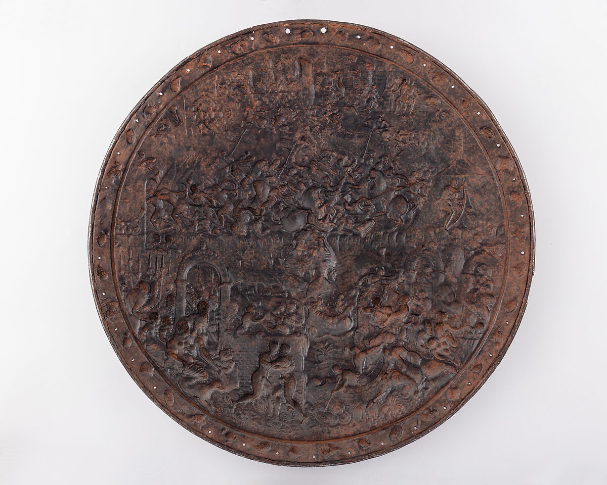 Shield Depicting the Siege of Troy, Steel, French
