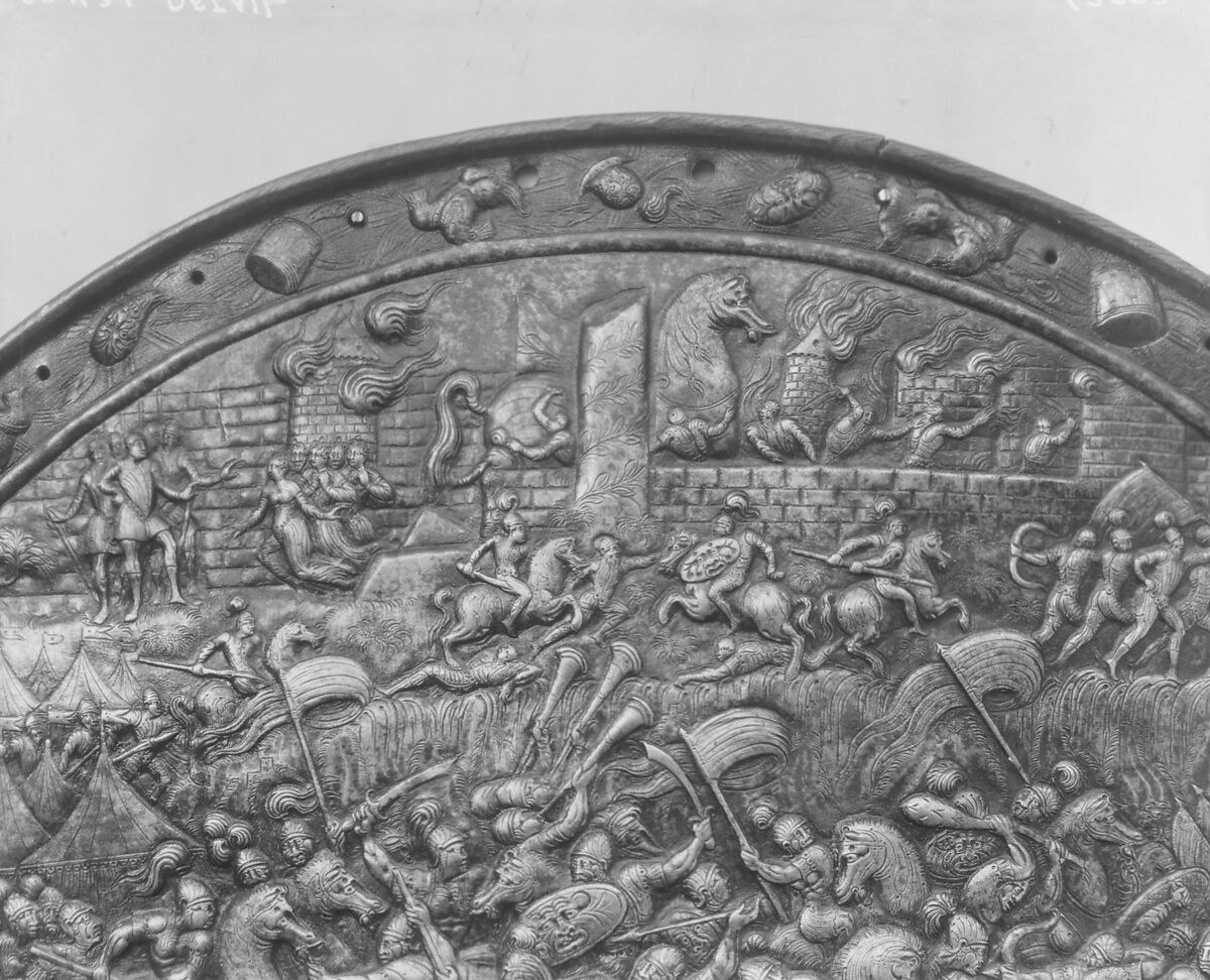 Shield Depicting the Siege of Troy, Steel, French