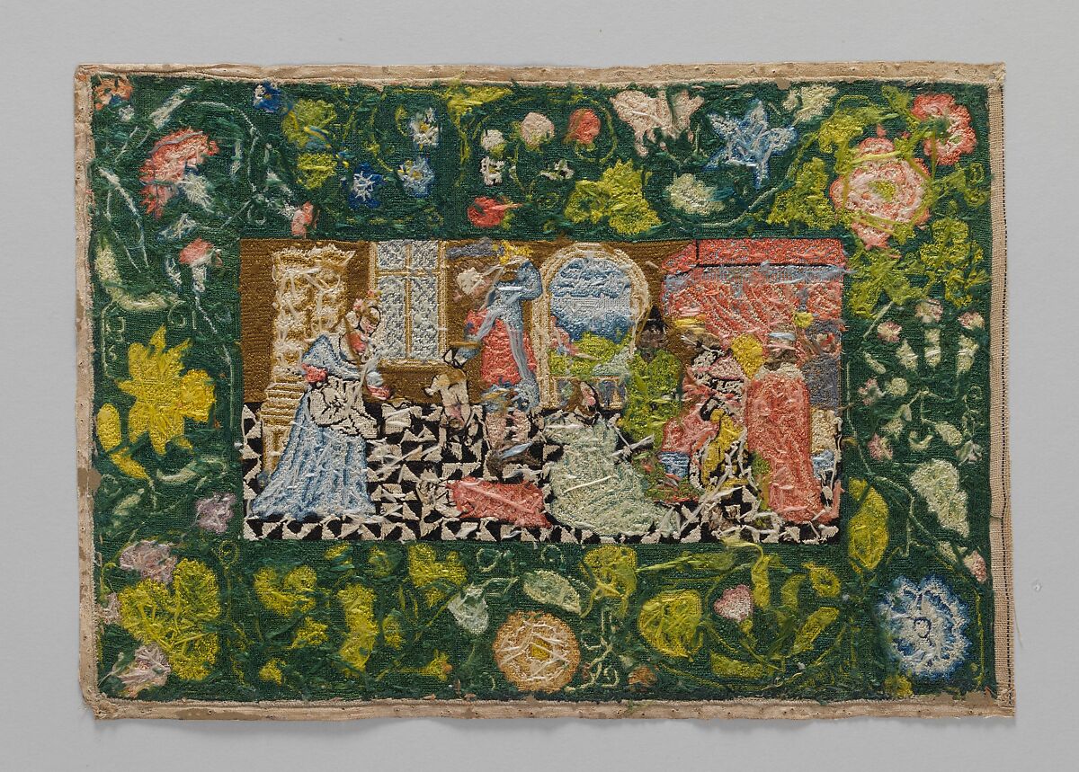 Judgement of Solomon, Canvas worked with silk thread; tent, knot, split, and steel stitches, British