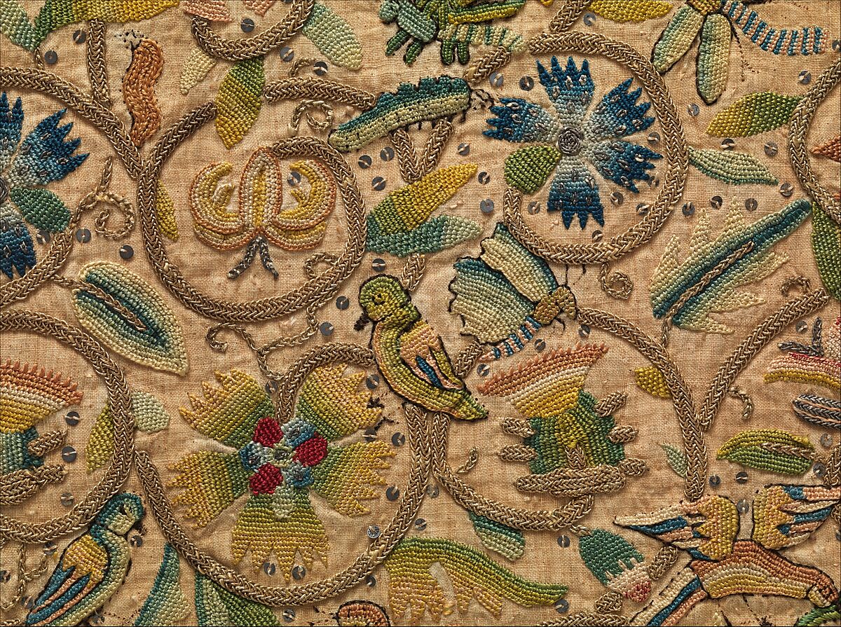 Example of 1500s Elizabethan embroidery