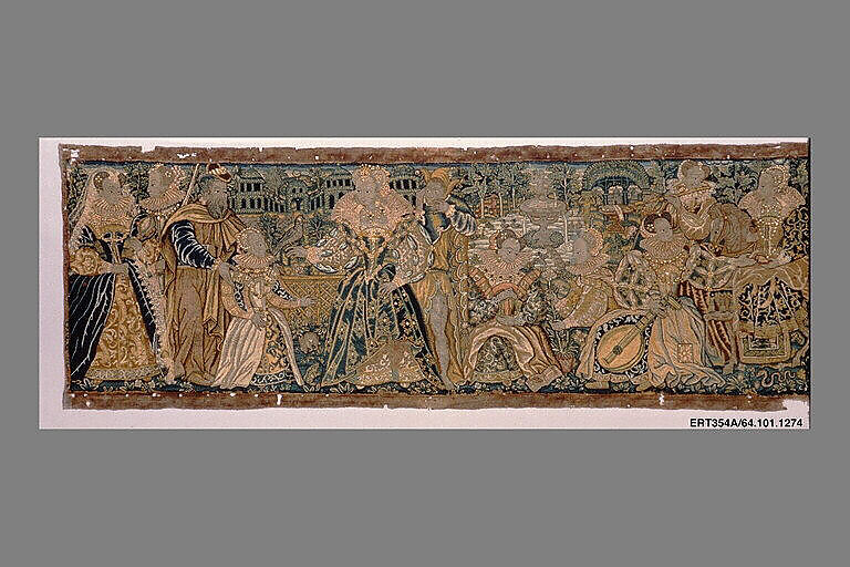 Valance, Canvas worked with wool and silk thread; tent and satin stitches, probably British