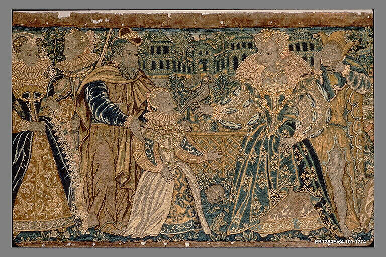 Valance, Canvas worked with wool and silk thread; tent and satin stitches, probably British