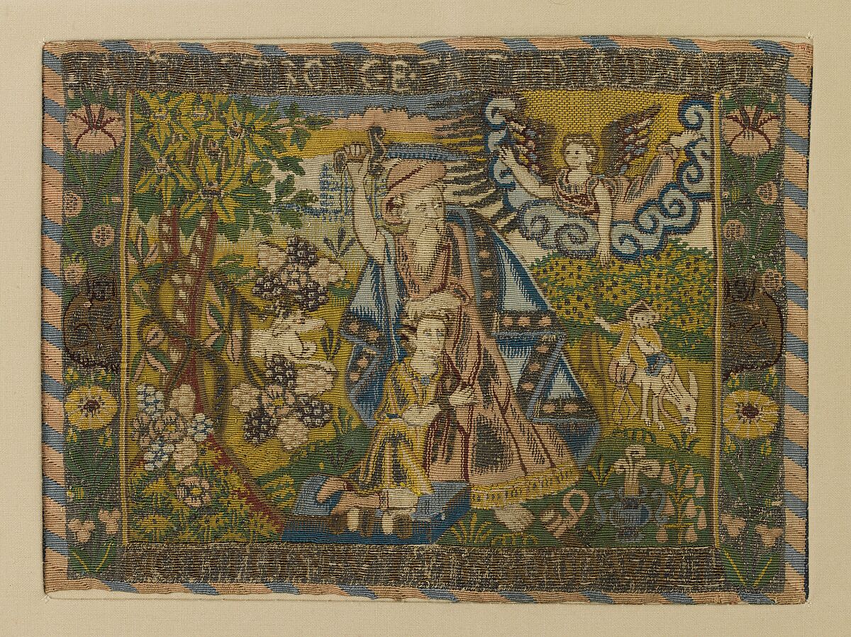 The Sacrifice of Isaac, Attributed to the weaving workshop funded by William Sheldon (Barcheston, Warwickshire and Bordesley, Worcestershire), Silk, wool, silver-thread (27-29 warps per inch, 12 per cm.), British, probably Barcheston or Bordesley