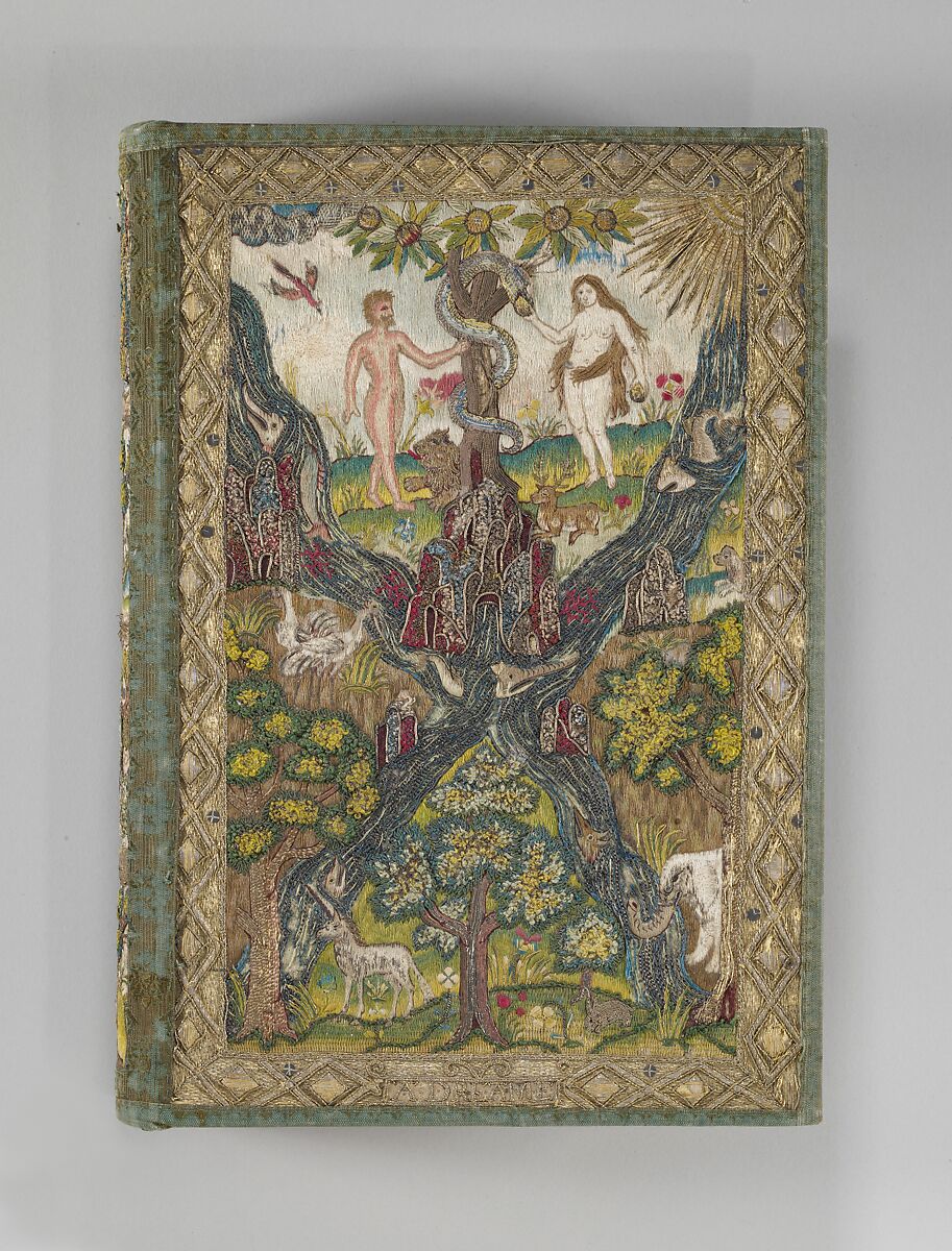 Bible and Book of Common Prayer, Printed by Robert Barker  , London, 1607, Satin worked with silk and metal thread, spangles; long-and-short, split, satin, couching, brick, and knot stitches, British