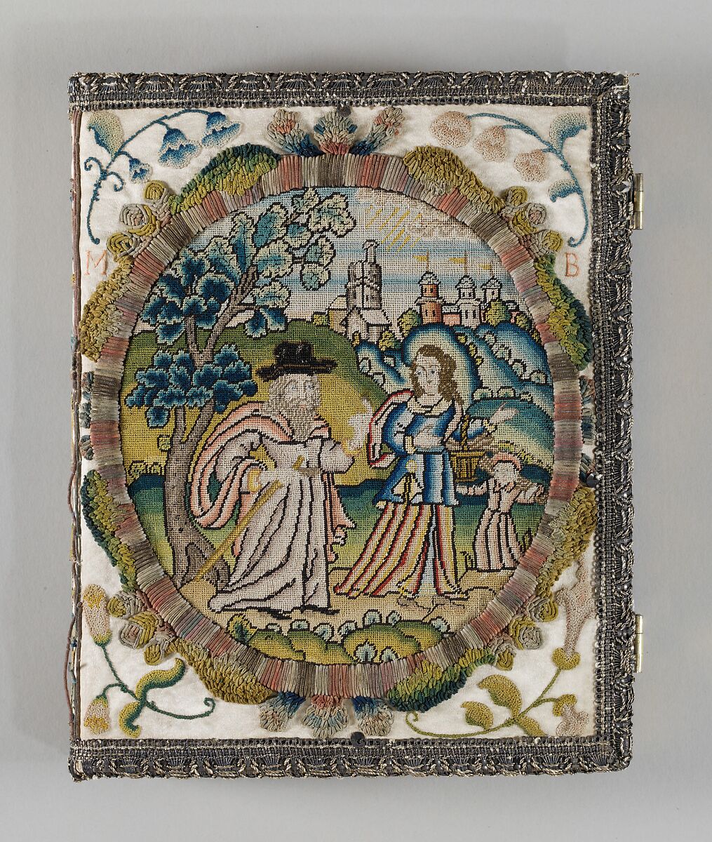 The Bible, The Book of Psalms, The Holy Bible printed by the Company of Stationers  , London, 1649, Satin worked with silk and metal thread, spangles; knot, tent, and couching stitches; silver metal thread edging, British