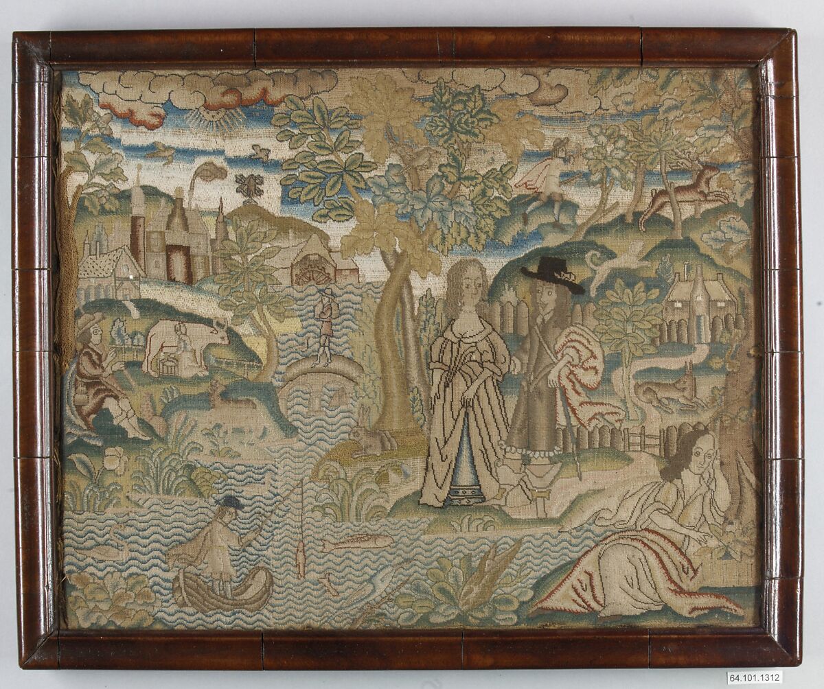 Embroidered picture, Silk on canvas, British