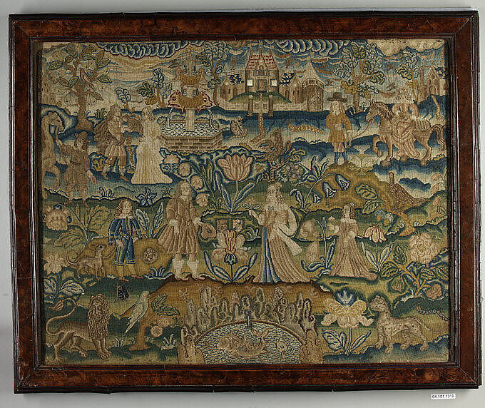 Eliezer and Rebecca, Silk and satin on canvas, British