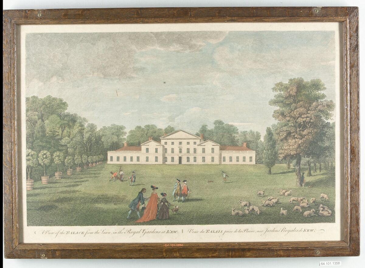 A View of the Palace from the Lawn in the Royal Garden at Kew, Silk, wool on canvas, British