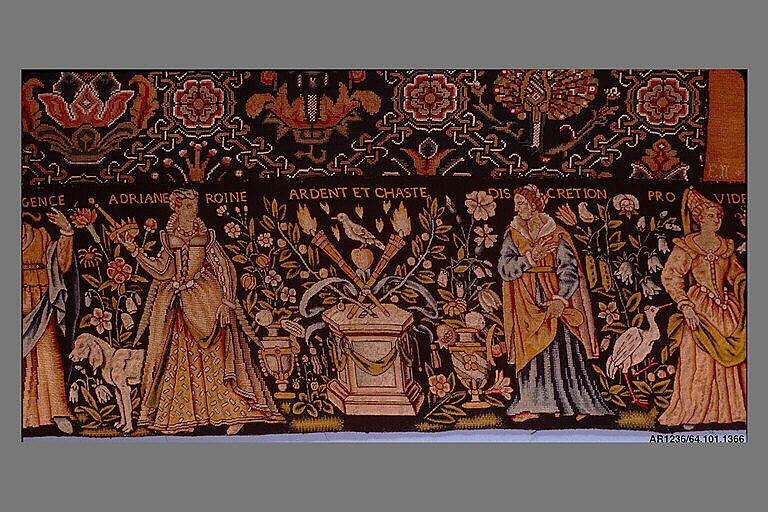 Table cover, Silk and wool on canvas, French