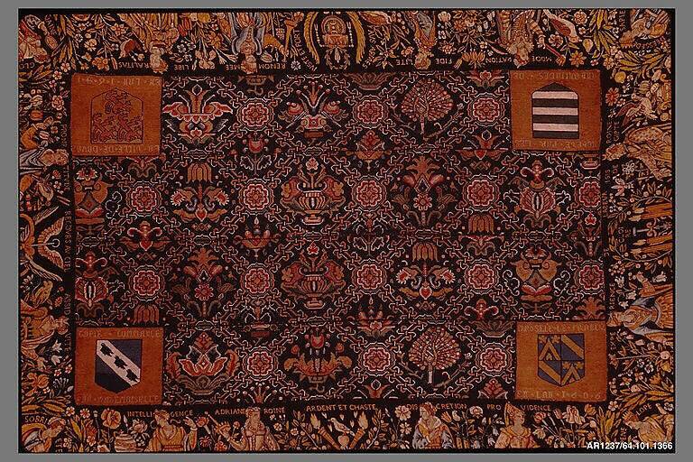 Table cover, Silk and wool on canvas, French