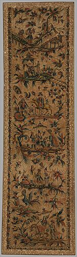 Embroidered panel with chinoiserie scenes