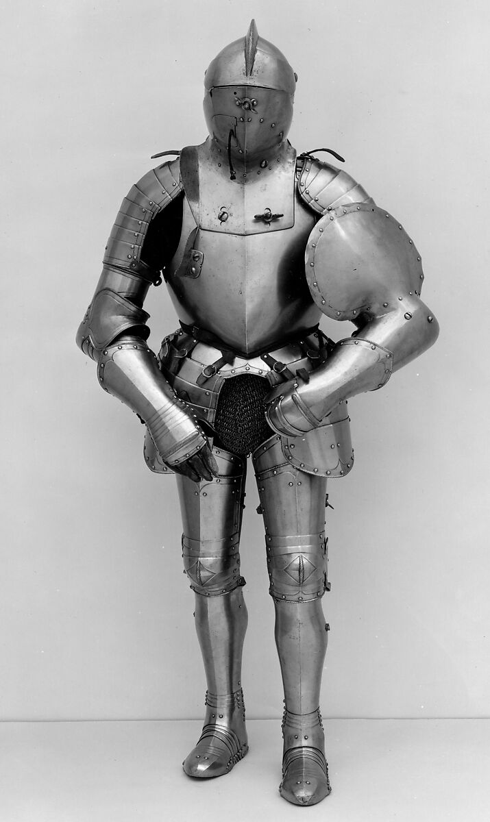 Jousting Armor (<i>Rennzeug</i>) 
and Matching Half-Shaffron, Steel, copper alloy, leather, German, probably Dresden or Annaberg