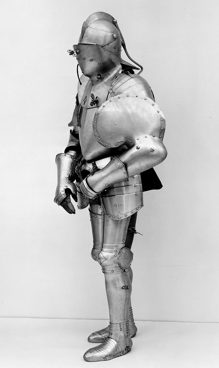 Jousting Armor (<i>Rennzeug</i>) 
and Matching Half-Shaffron, Steel, copper alloy, leather, German, probably Dresden or Annaberg