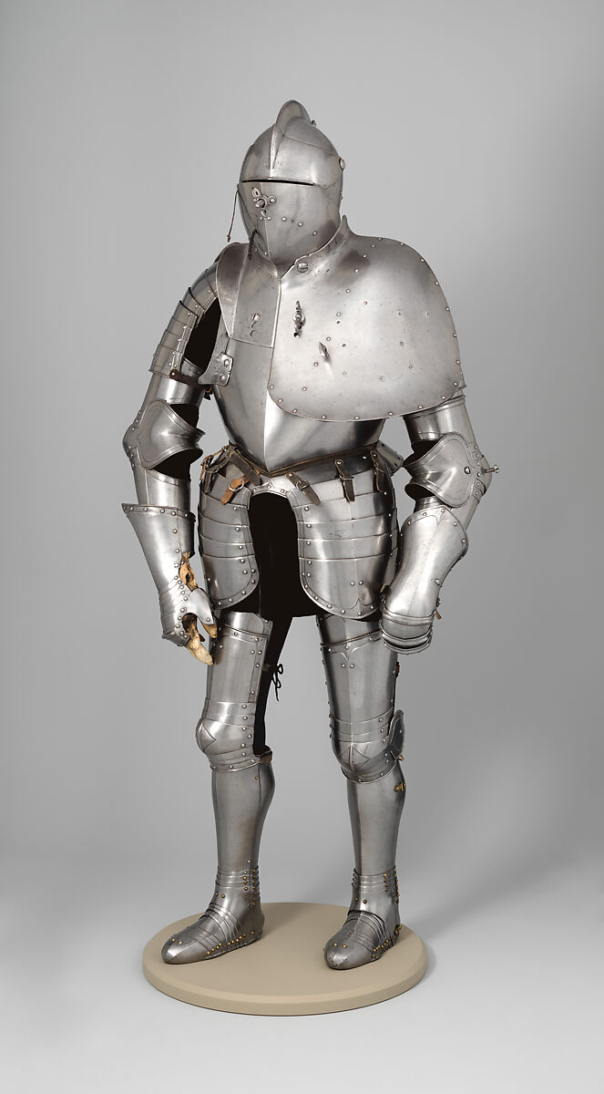 Jousting Armor (<i>Rennzeug</i>) 
and Matching Half-Shaffron, Steel, copper alloy, leather, German, probably Dresden or Annaberg 