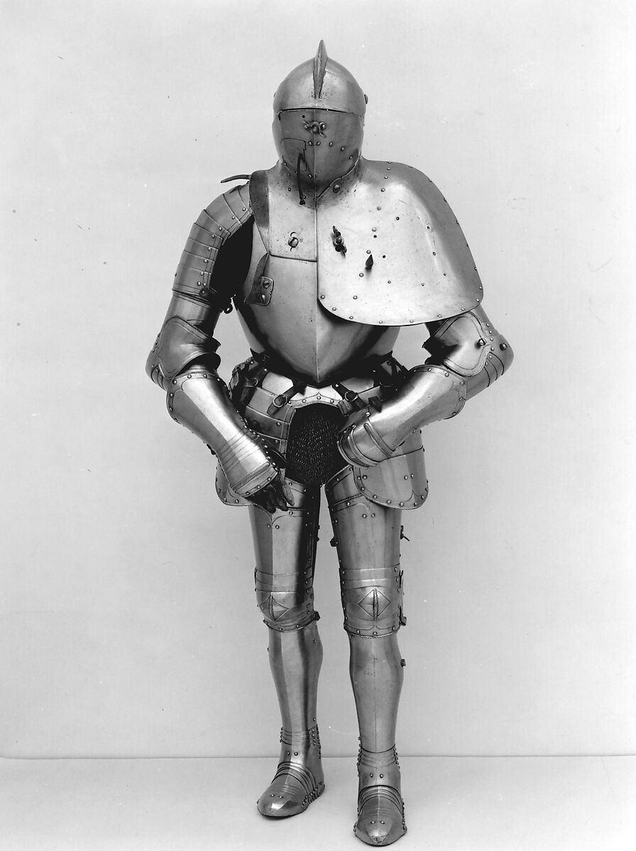 Jousting Armor (<i>Rennzeug</i>) 
and Matching Half-Shaffron, Steel, copper alloy, leather, German, probably Dresden or Annaberg