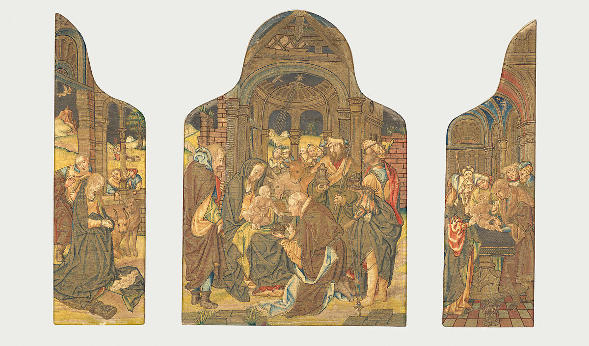 Scenes from the Infancy of Christ, Silk, linen and metal thread, Flemish 