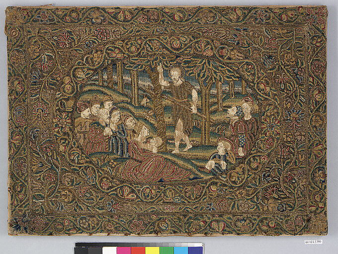 Saint John the Baptist, Silk and metal thread on linen, French 