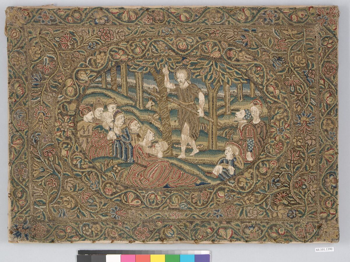 Saint John the Baptist, Silk and metal thread on linen, French