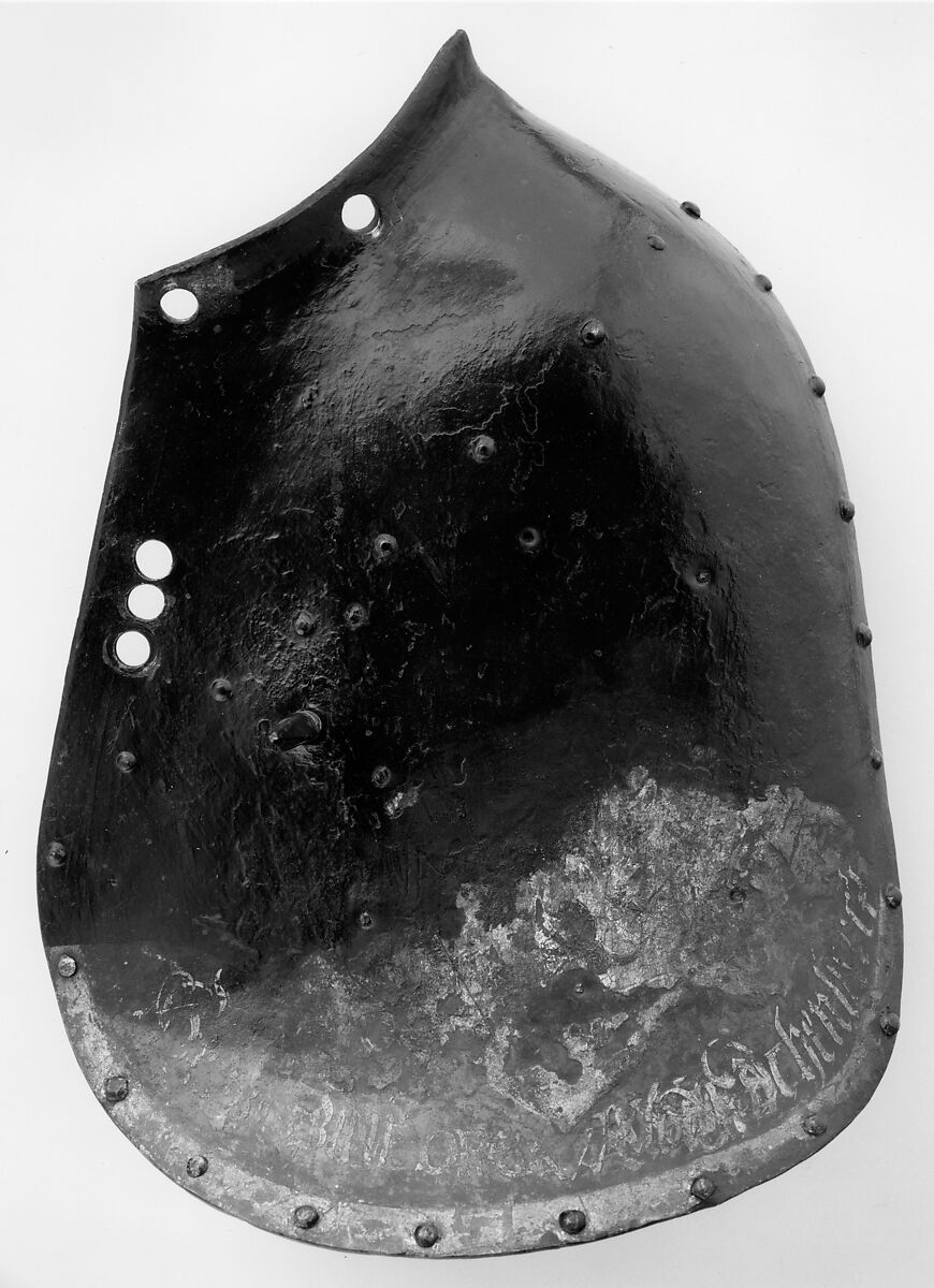 Jousting Armor (Rennzeug) 
and Matching Half-Shaffron, Steel, leather, paint, German, probably Dresden or Annaberg