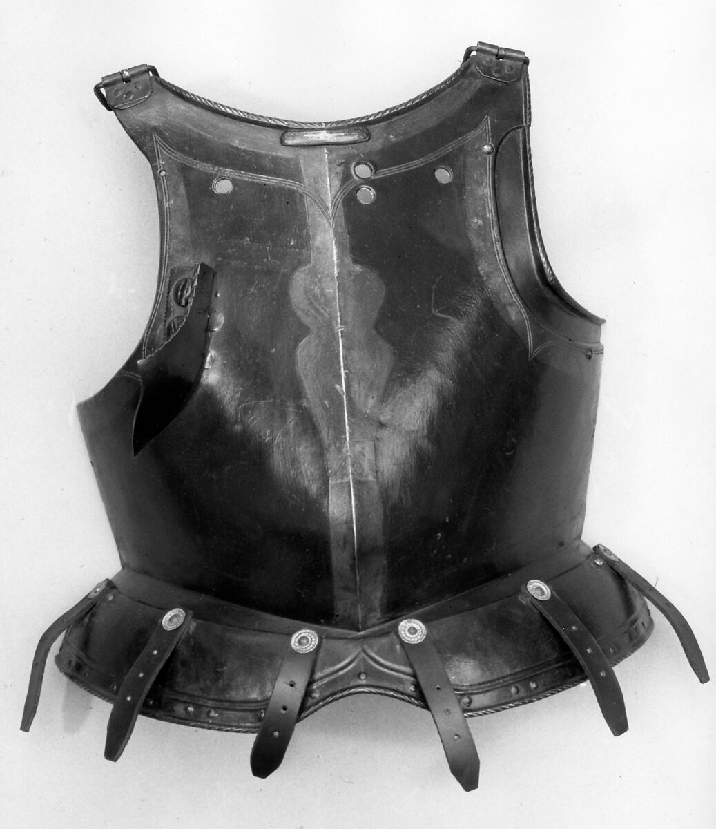 Jousting Armor (Rennzeug) 
and Matching Half-Shaffron, Steel, leather, paint, German, probably Dresden or Annaberg