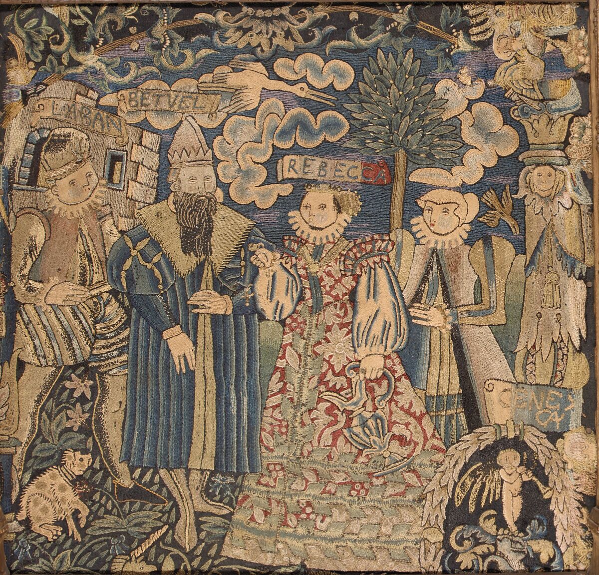 Panel, Wool, silk and metal thread on flannel, Swiss, Zurich 