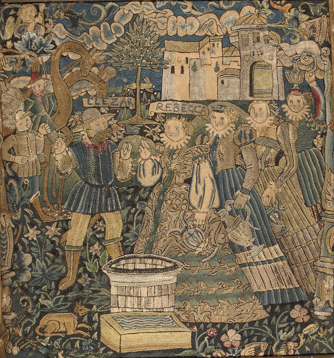 Panel, Wool, silk and metal thread on flannel, Swiss, Zurich