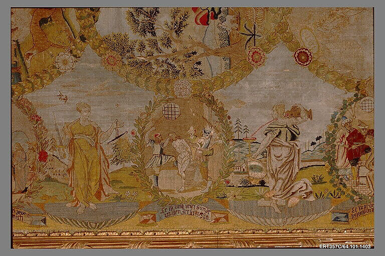 Hanging, Wool, silk, metal thread on canvas, German, Nuremberg