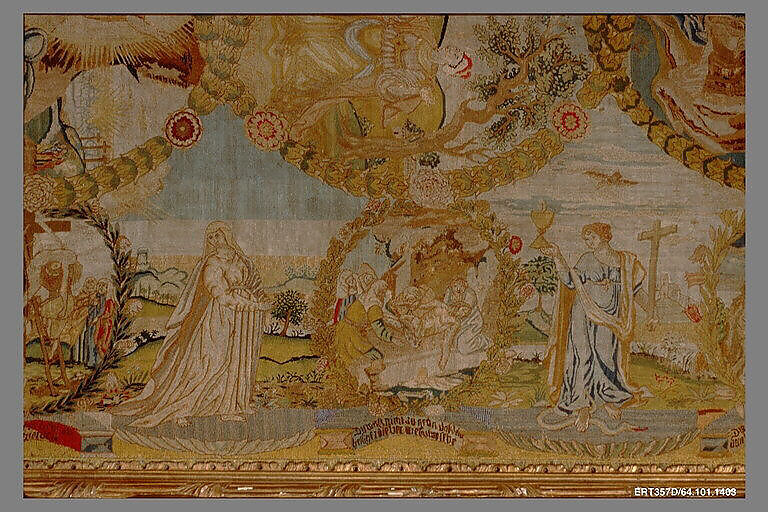 Hanging, Wool, silk, metal thread on canvas, German, Nuremberg