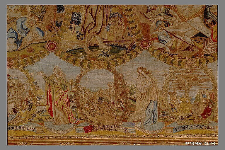 Hanging, Wool, silk, metal thread on canvas, German, Nuremberg