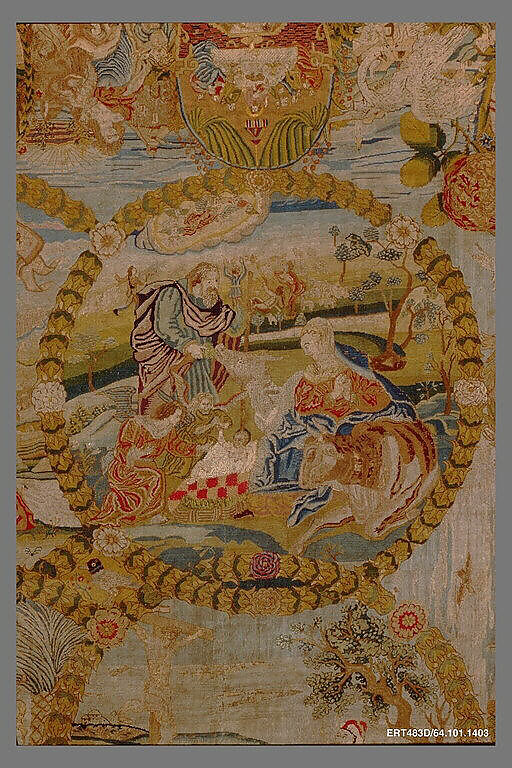 Hanging, Wool, silk, metal thread on canvas, German, Nuremberg