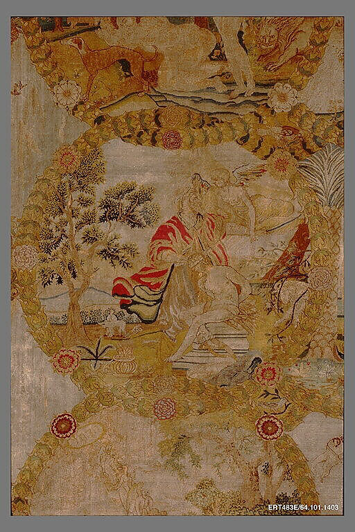 Hanging, Wool, silk, metal thread on canvas, German, Nuremberg