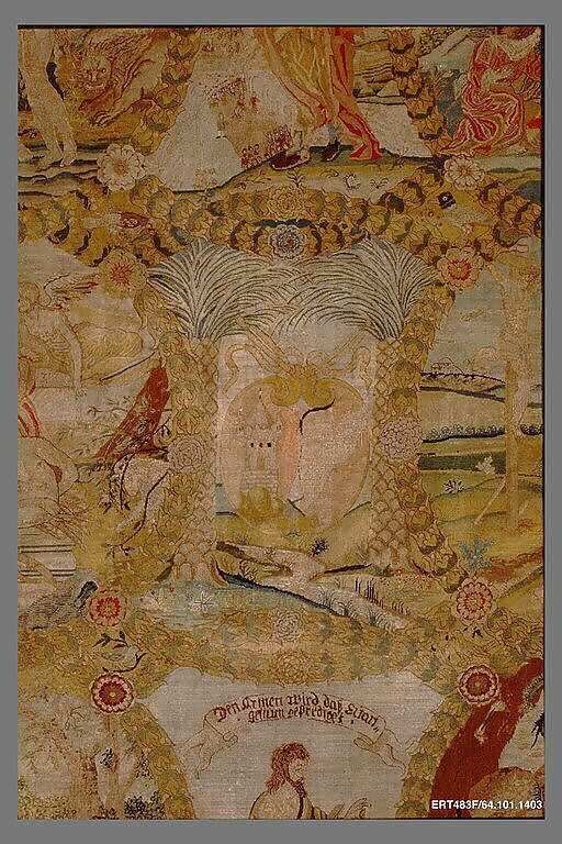 Hanging, Wool, silk, metal thread on canvas, German, Nuremberg