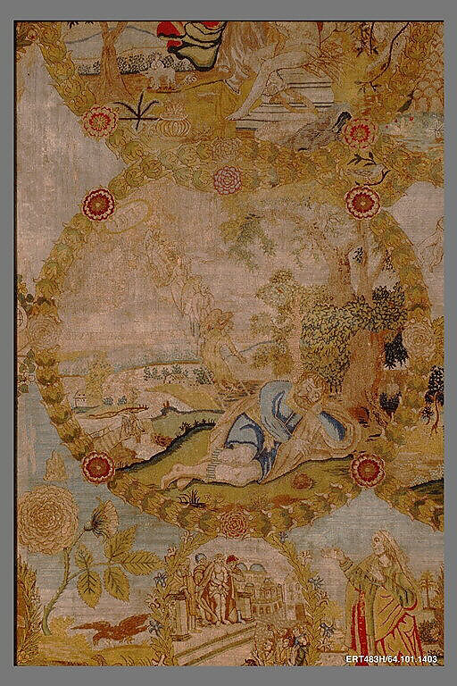 Hanging, Wool, silk, metal thread on canvas, German, Nuremberg