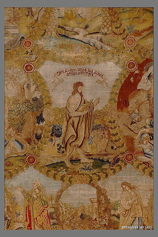 Hanging, Wool, silk, metal thread on canvas, German, Nuremberg